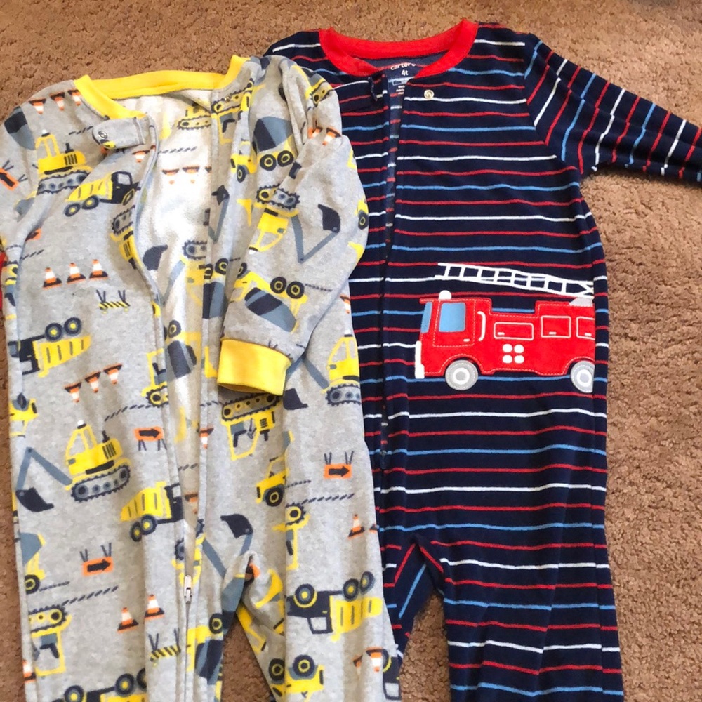 Two Pairs of Fleece Zip Up Pajamas
